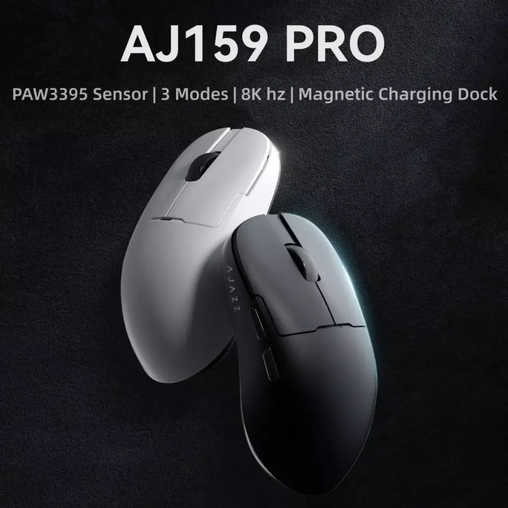 AJAZZ-AJ159-PRO-8Khz-Bluetooth2.4GWired-56G-Gaming-Mouse-with-Magnetic-Charging-Dock-PAW3395-Sensor-26KDPI-Huanuo-100-Million-Click-100-ETFE-Foot-Pad-8Khz-Receiver-White-4-1200x1200.webp