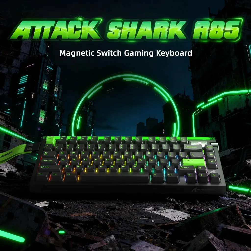 ATTACK SHARK R85 HE 75% Magnetic Wired Gaming ( Black Green )