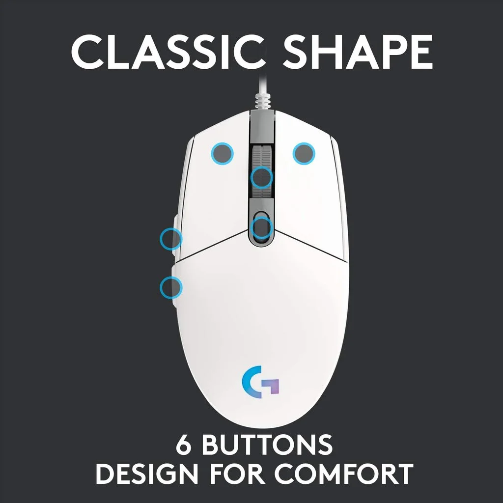 Logitech G102 Light Sync RGB – 8,000 DPI ( White )