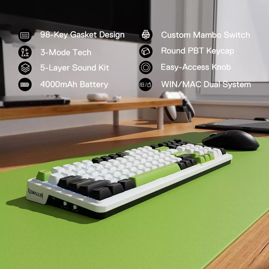 Redragon K686 EISA MAX Wireless Mechanical Linear Switch ( White Green )