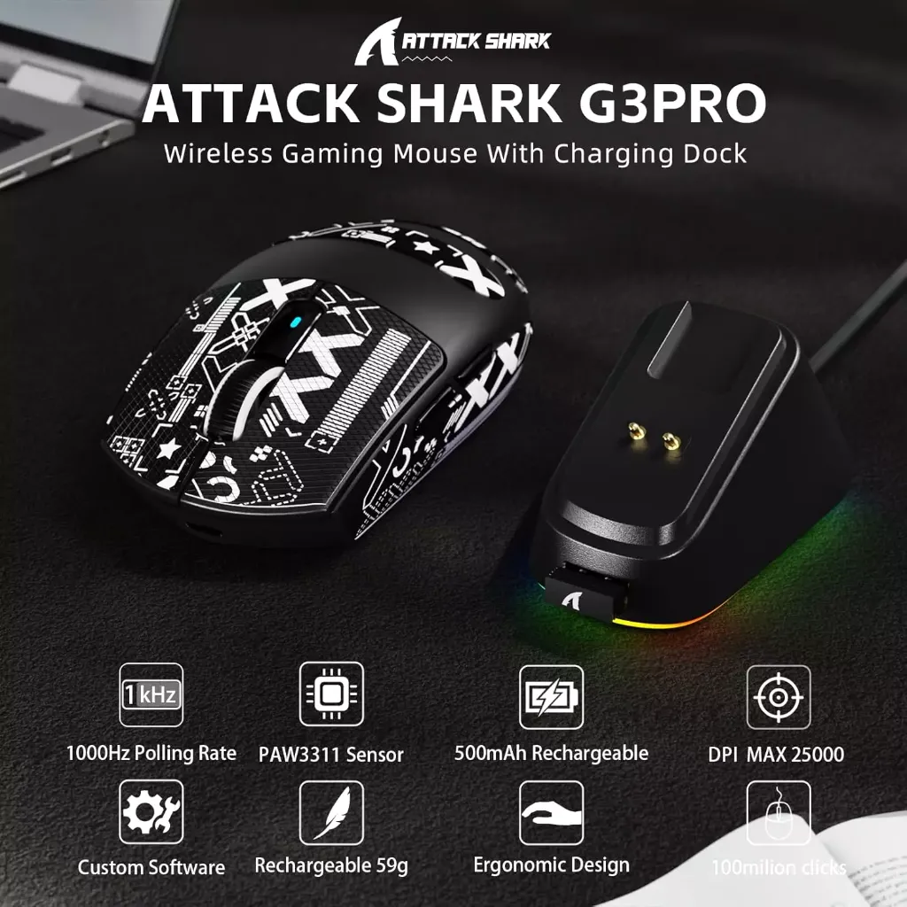 ( Black ) ATTACK SHARK G3 PRO