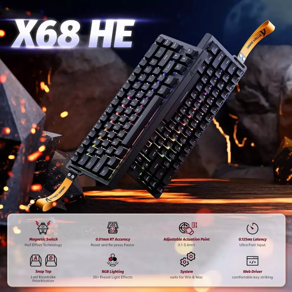 ATTACK SHARK X68 HE 8000Hz 0.01mm Magnetic Switch ( Black )