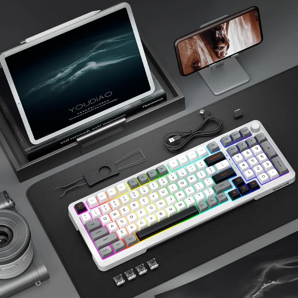 Redragon K688 Wireless Mechanical Keyboard re-Lubed Linear Switches