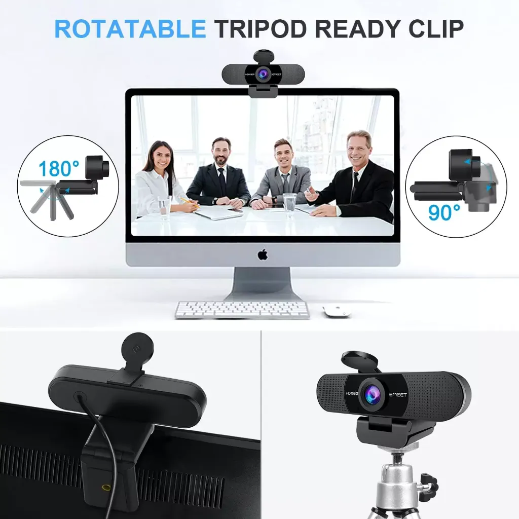 EMEET C960 1080P Webcam With 2 Noise Reduction Microphone