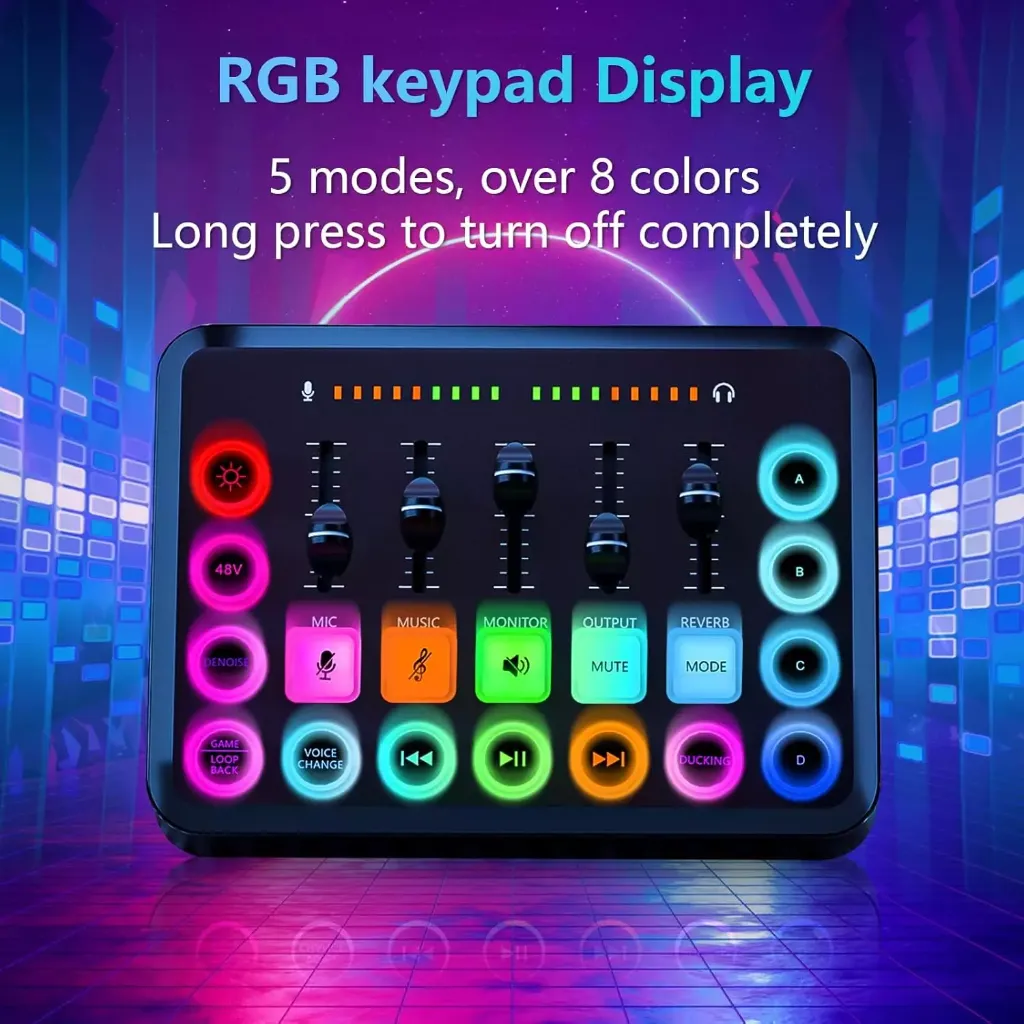 F11 Gaming Audio Mixer Interface, 48V Phantom