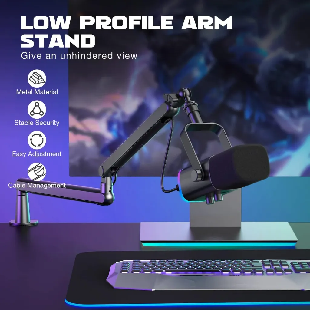 FIFINE BM88 ( Low Profile ) ( Microphone Boom Arm ) Stand with Desk Mount Clamp