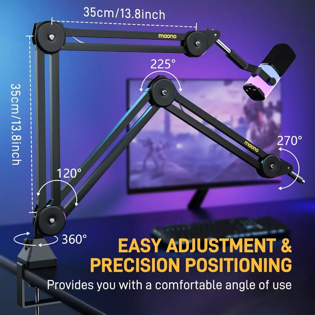 MAONO BA37 Microphone Boom Arm Heavy Duty Adjustable Metal