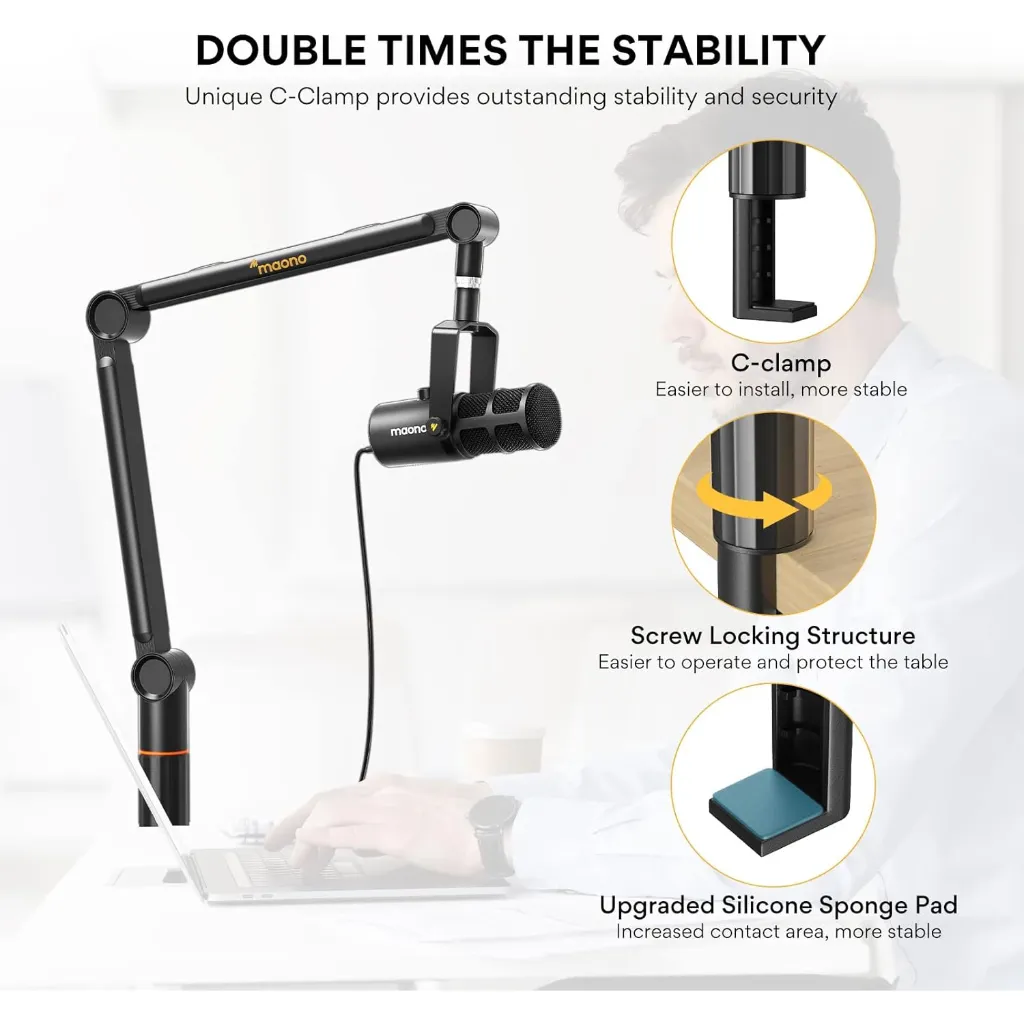 Maono BA91 Microphone Boom Arm 360° Heavy Duty Microphone Stand