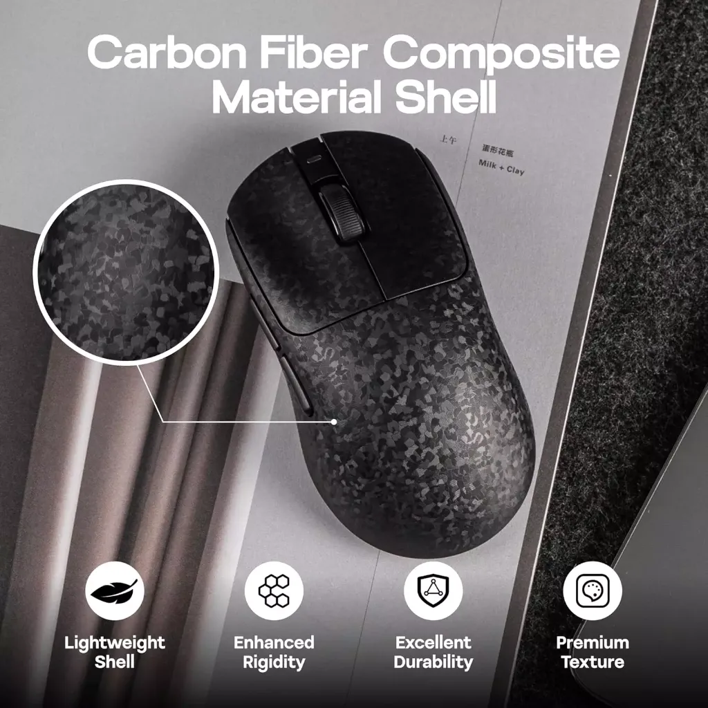 AJAZZ AJ199 Wireless Carbon Fiber Shell PAW3311 Sensor 12,000 DPI & 1KHz Polling ( Black )