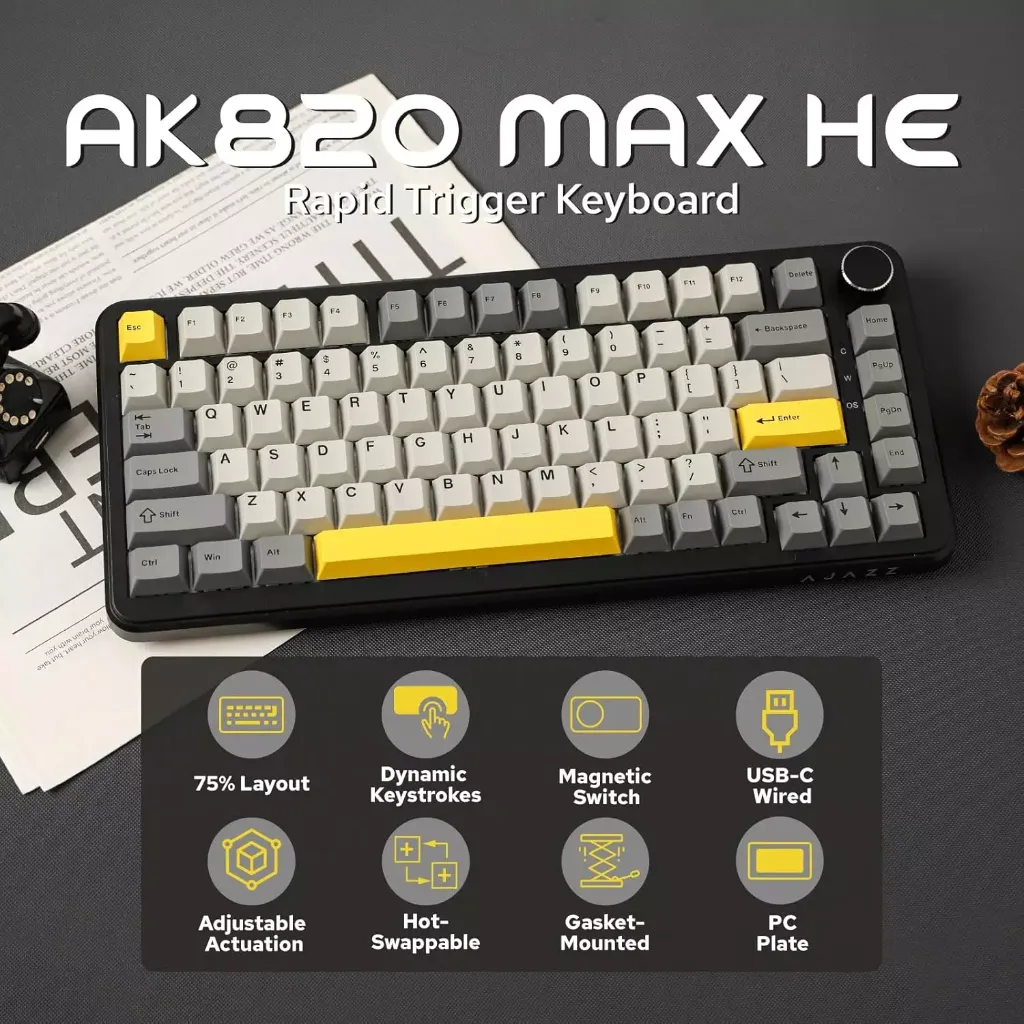 AJAZZ AK820 MAX HE Magnetic KHz Polling Rate ( White Grey Yellow )