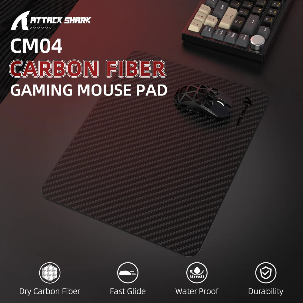 ATTACK SHARK CM04 Carbon Fiber Gaming Mouse Pad ( Black )