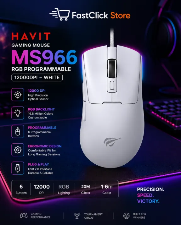HAVIT Gaming Mouse MS966 ( White )