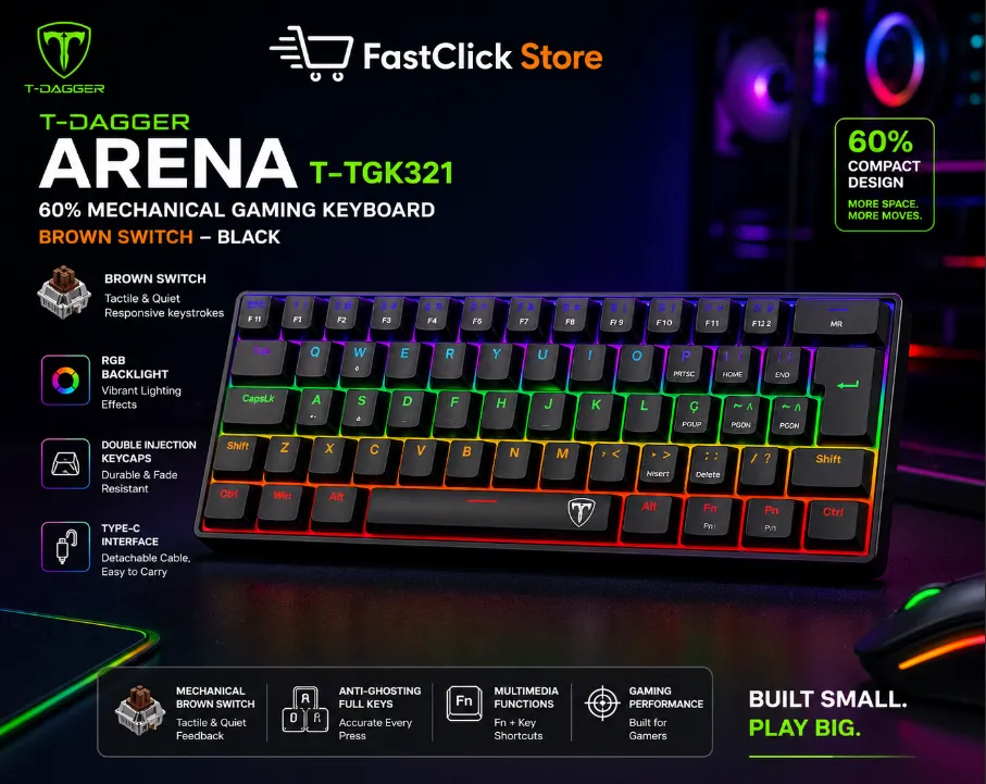 T-Dagger ARENA T-TGK321 60% (Brown Switch) - ( Black )