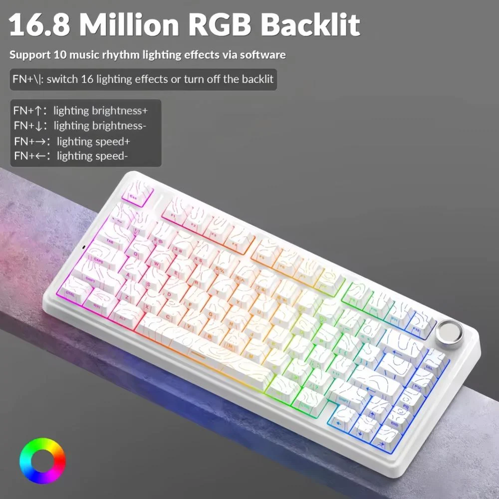 AULA F75 75% Swappable Wireless Keyboard ( White CONTOUR )