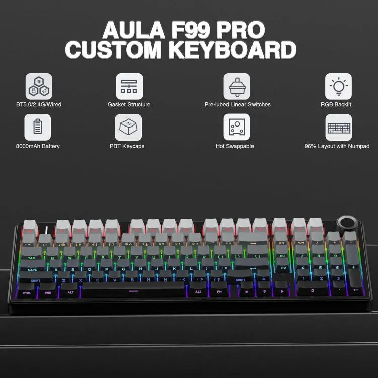 Aula F99 PRO Creamy Keyboard Wireless ( Black )
