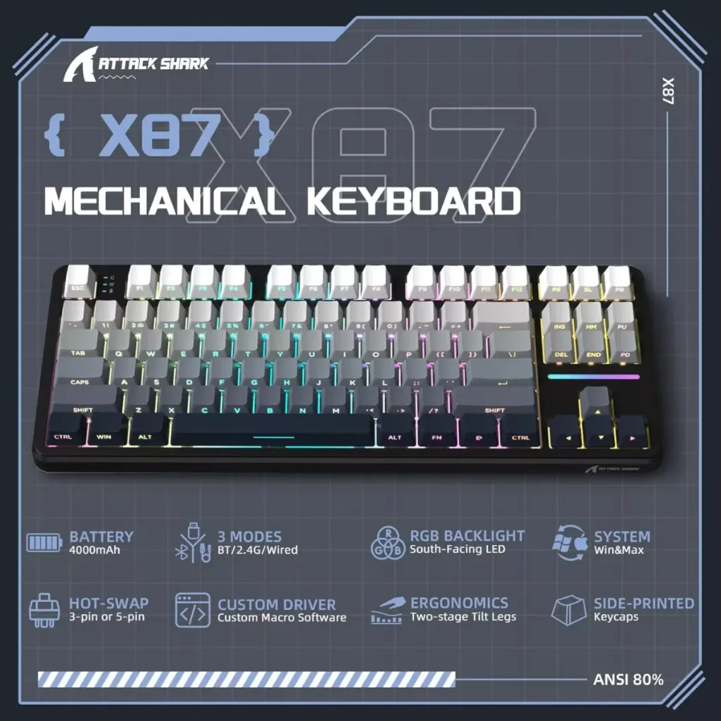 ATTACK SHARK X87 Mechanical Wireless ( Moon Night )