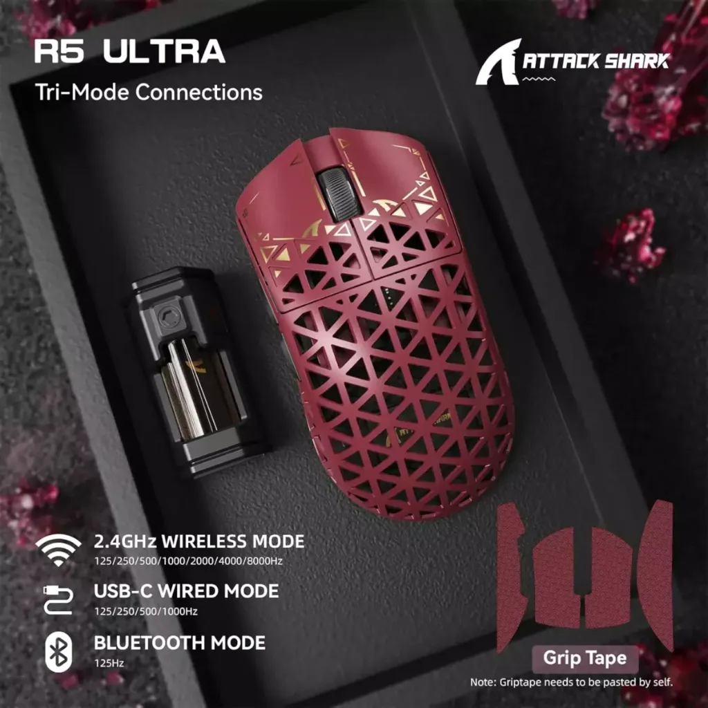 ( Red ) ATTACK SHARK R5 Ultra Carbon Fiber