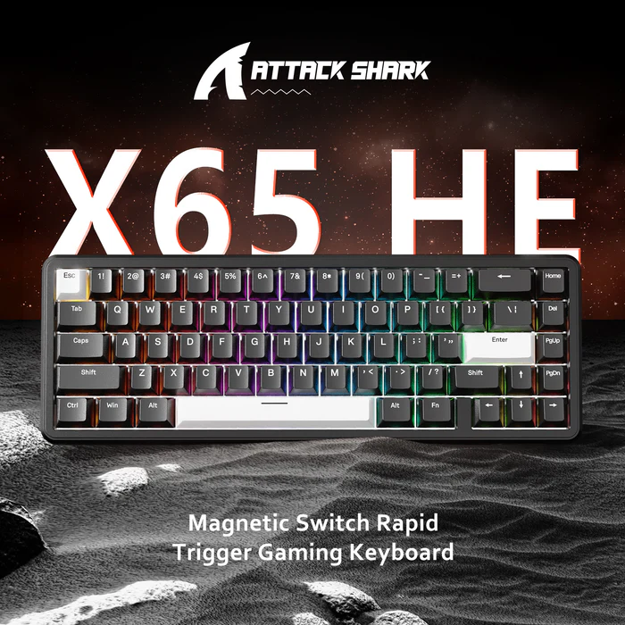 ATTACK SHARK X65 HE 65% Magnetic Switch 8000 Hz Polling Rate, 0.01mm ( Black )