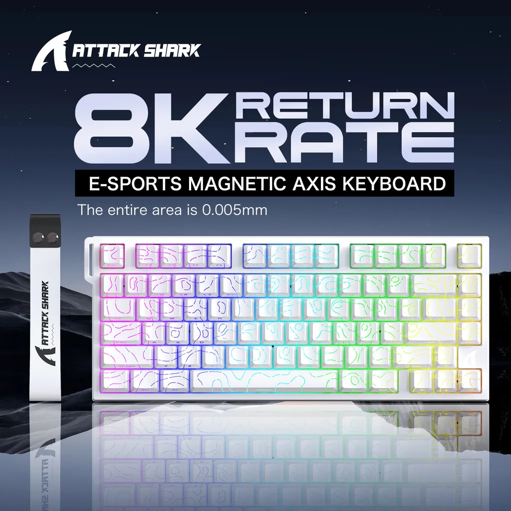 ATTACK SHARK R82 HE 75% Magnetic Switch 8KHz with 0.005MM ( White Contours )