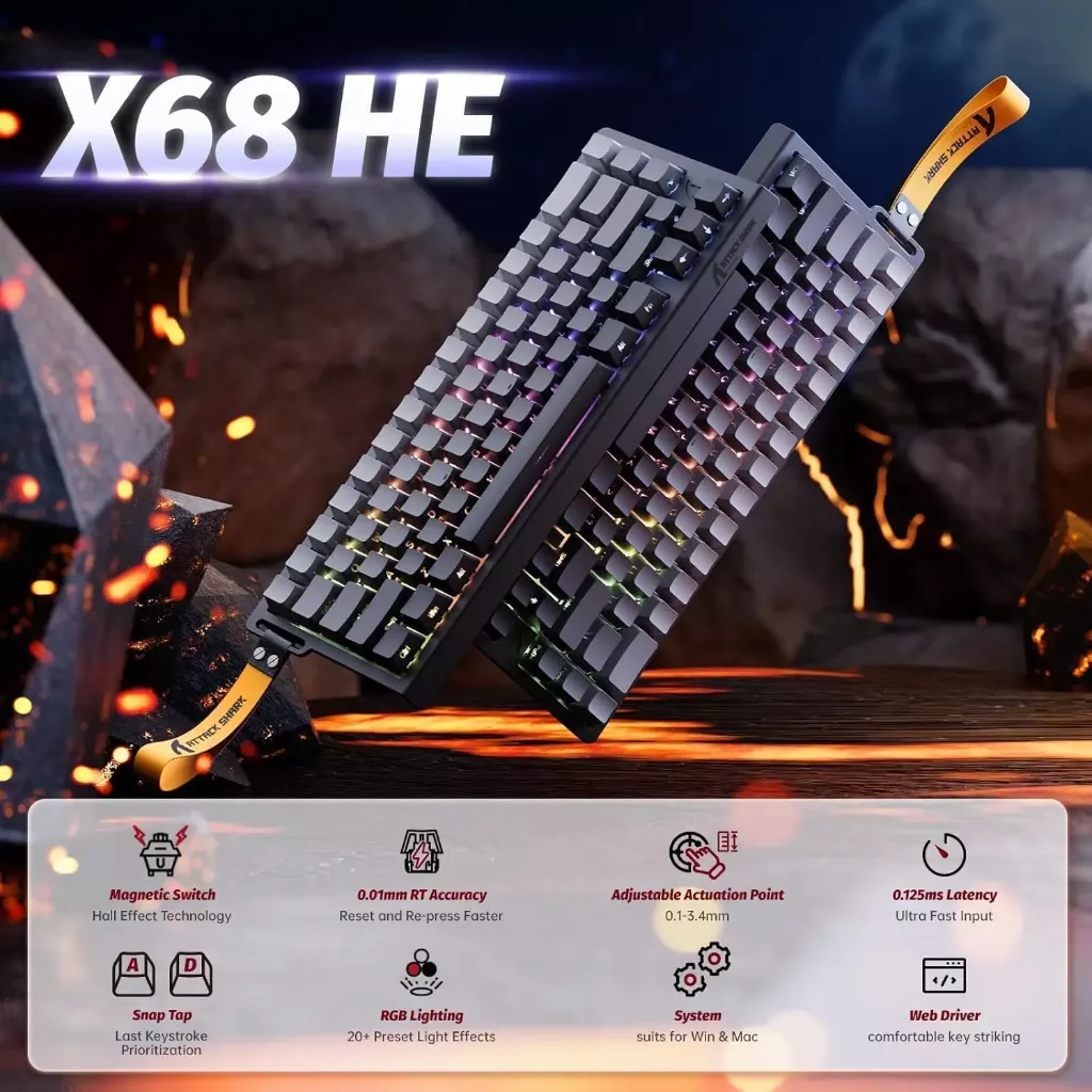 ATTACK SHARK X68 HE 8000Hz 0.01mm Magnetic Switch ( Black Gradient )