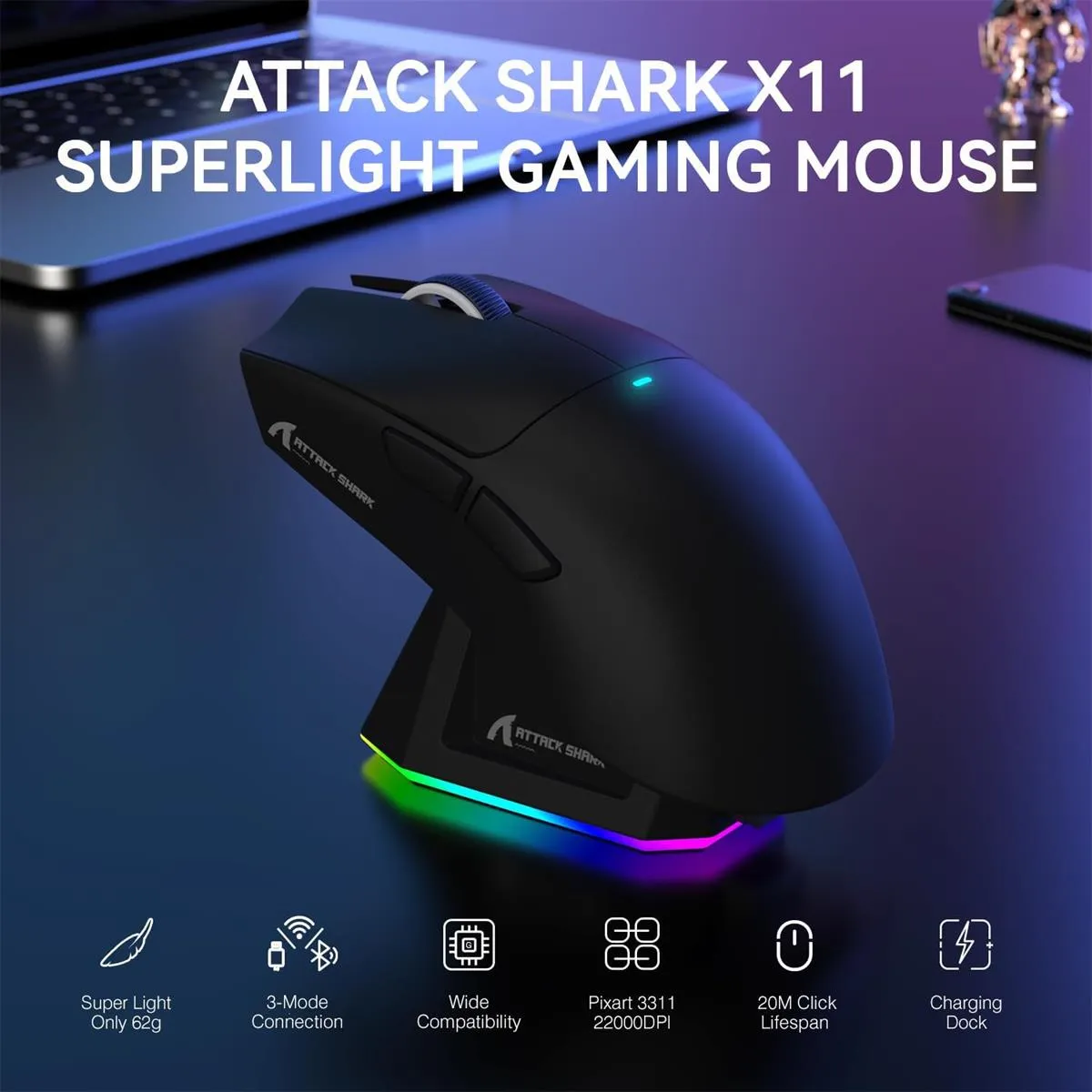( BLACK ) ATTACK SHARK X11