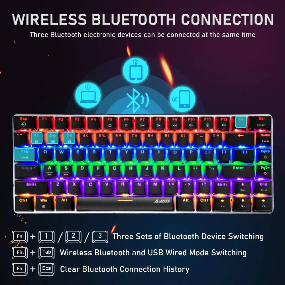 AJAZZ NACODEX AK33 Mechanical Bluetooth ( Blue Switch ) ( Black )