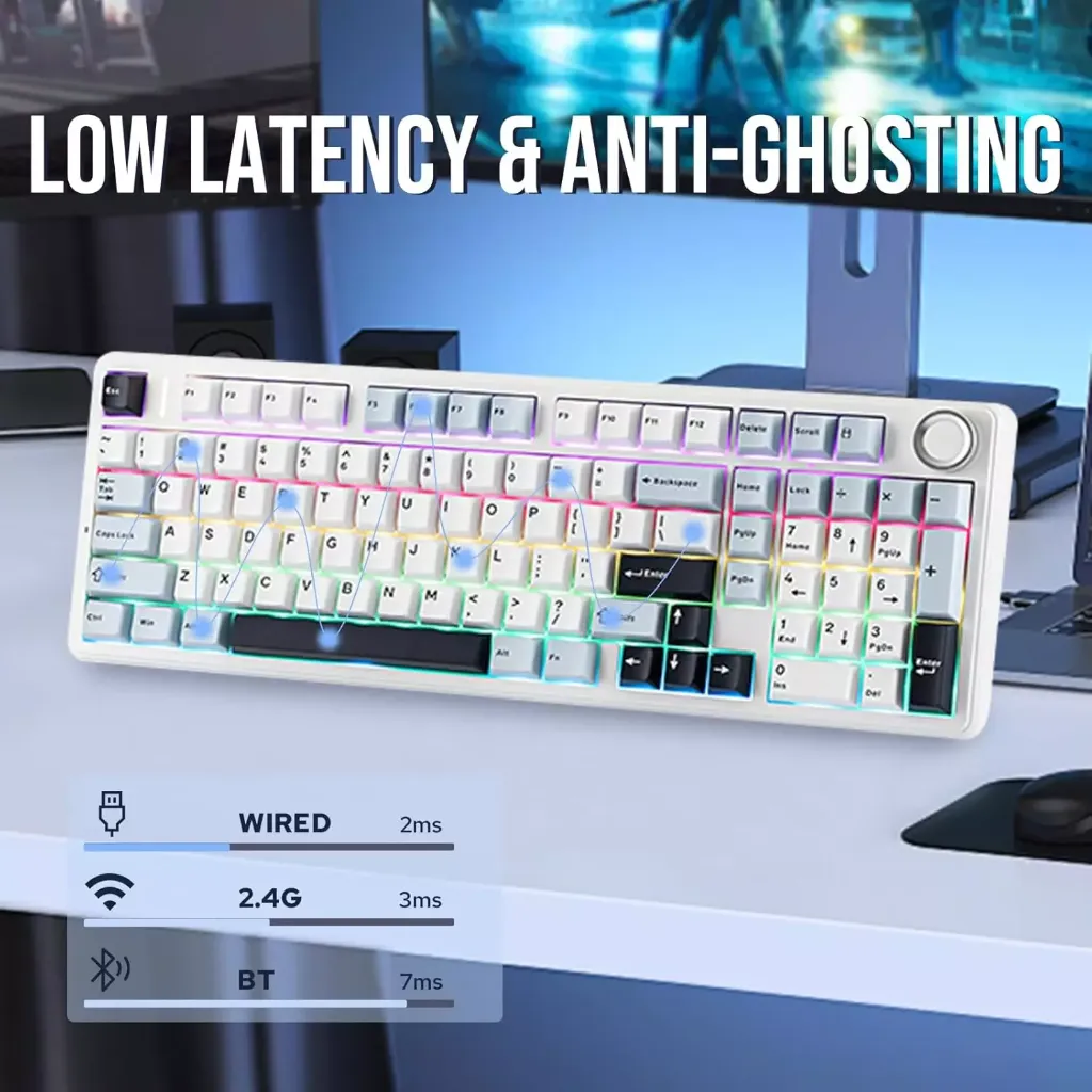 Aula F99 PRO 8000mAh Battery Creamy Keyboard ( Blue White )