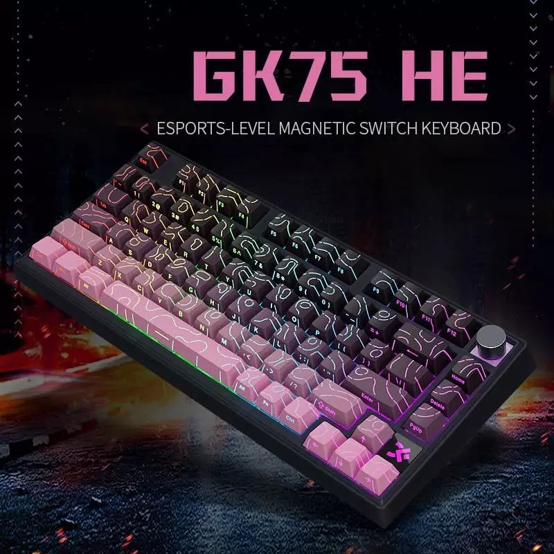 SKYLOONG GK75 HE Magnetic Switch Hall Effect Hot Swappable – 8000 Hz Polling – Rate Rapid Trigger 0.01mm ( BlackBerry )